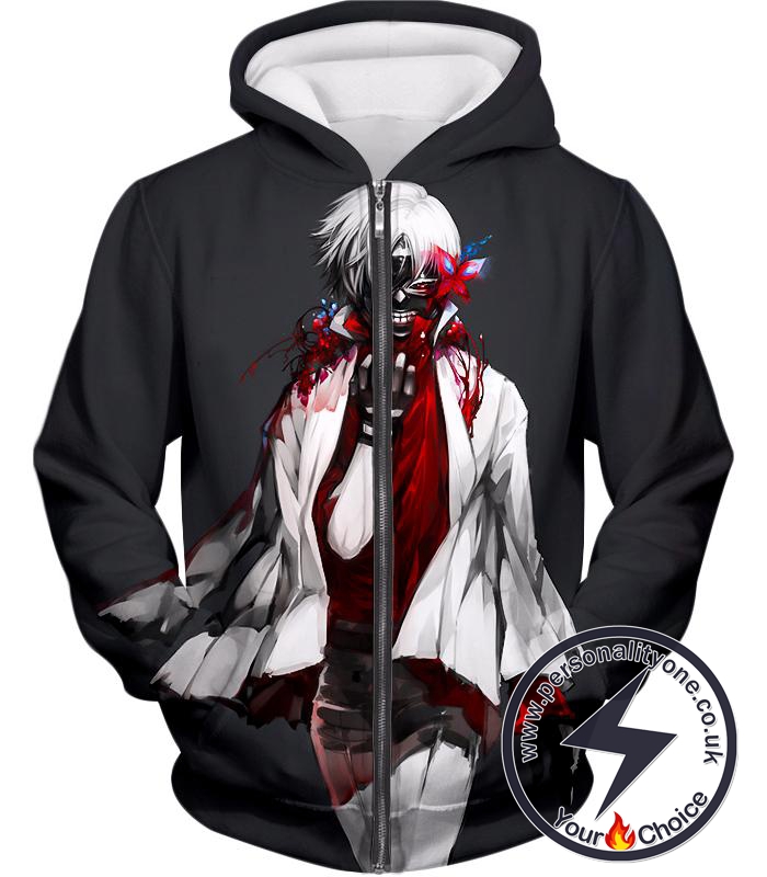 Tokyo Ghoul Cool Sasaki Haise Awesome Anime Graphic Black Zip Up Hoodie